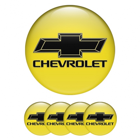 Chevrolet Stickers for Wheels Center Caps Yellow Classic Logo