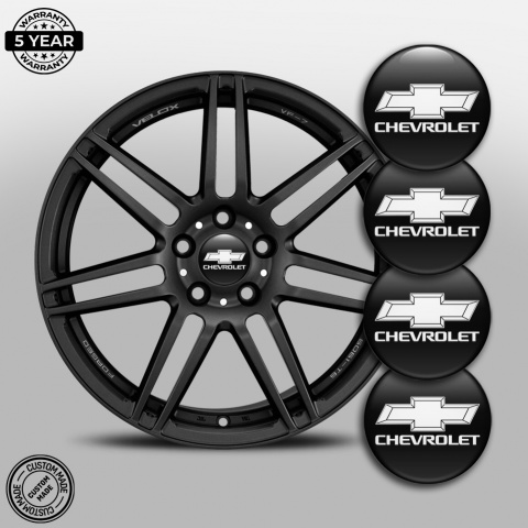 Chevrolet Emblems for Center Wheel Caps Black White Motif