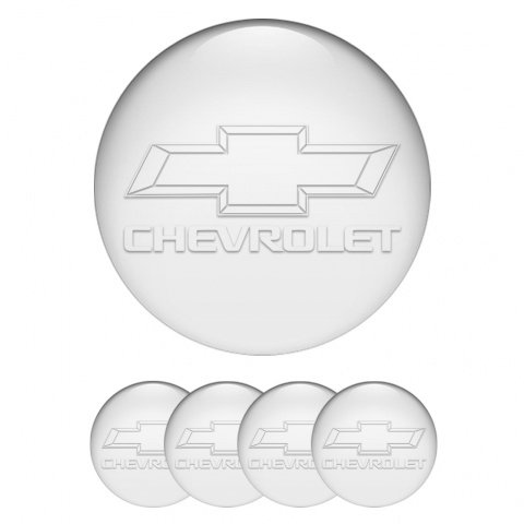 Chevrolet Center Wheel Caps Stickers Pearl White Motif
