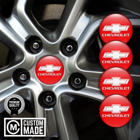 Chevrolet Emblems for Center Wheel Caps Red White Motif