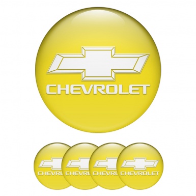 Chevrolet Wheel Stickers for Center Cap Yellow White Motif