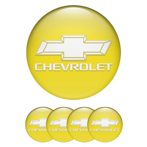 Chevrolet Wheel Stickers for Center Cap Yellow White Motif