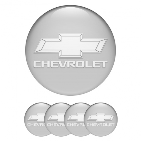 Chevrolet Domed Stickers for Wheel Center Caps Grey White Motif