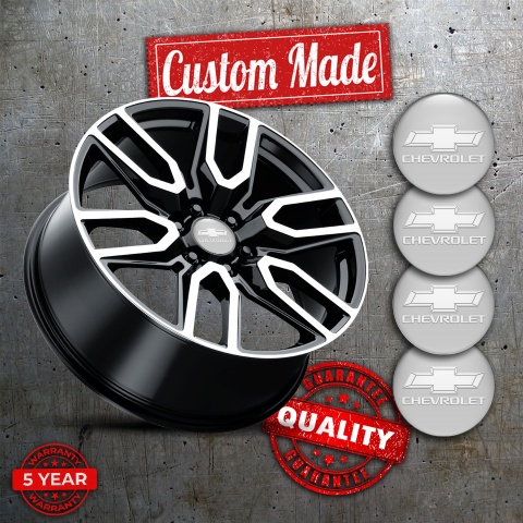 Chevrolet Domed Stickers for Wheel Center Caps Grey White Motif
