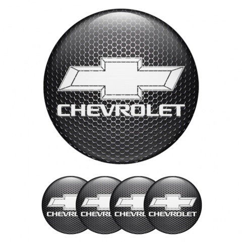 Chevrolet Center Caps Wheel Emblem Dark Mesh White Motif