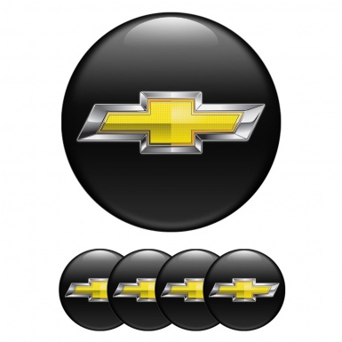 Chevrolet Silicone Stickers for Center Wheel Caps Black Chrome Logo