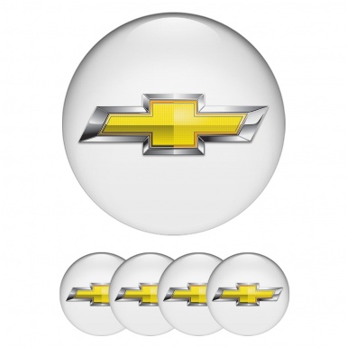 Chevrolet Domed Stickers for Wheel Center Caps White Chrome Logo