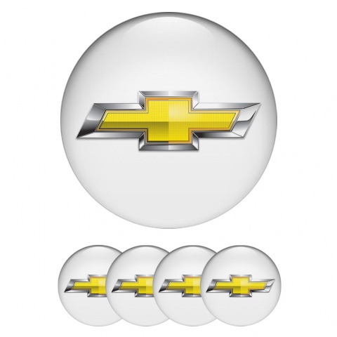 Chevrolet Domed Stickers for Wheel Center Caps White Chrome Logo