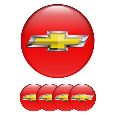 Chevrolet Wheel Emblem for Center Caps Red Chrome Logo