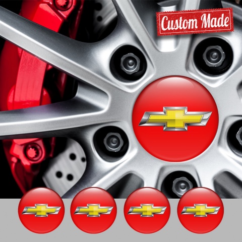 Chevrolet Wheel Emblem for Center Caps Red Chrome Logo