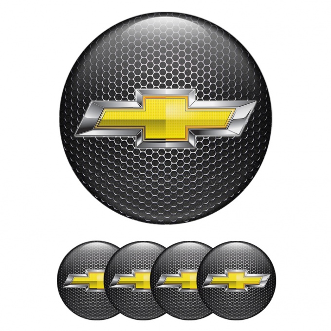 Chevrolet Nabendeckel Aufkleber Silikon Perforierter Stahl Gelb Logo