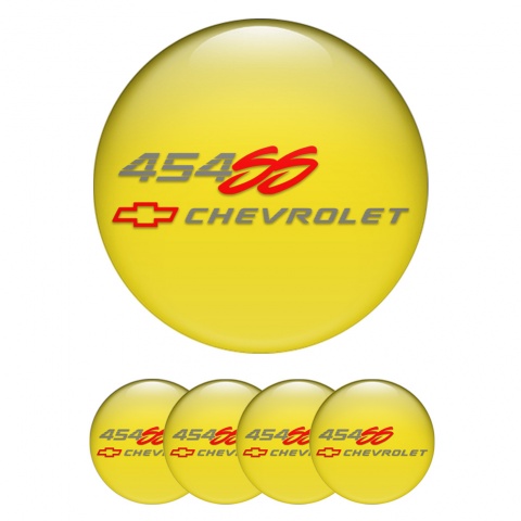 Chevrolet SS Domed Stickers for Wheel Center Caps Yellow 454 Edition