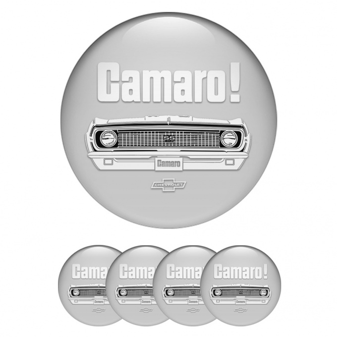 Chevrolet Camaro Center Wheel Caps Stickers Grey Front Face