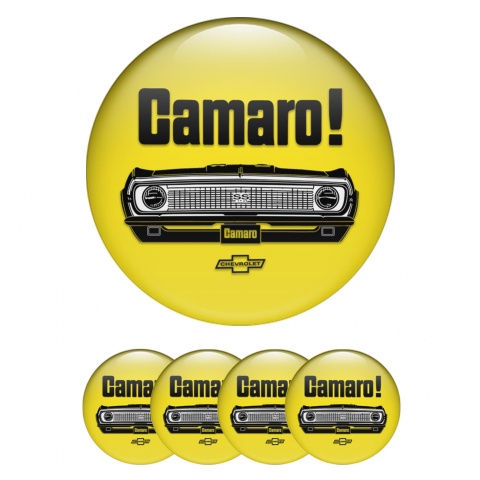 Chevrolet Camaro Emblem for Center Wheel Caps Yellow Black Front