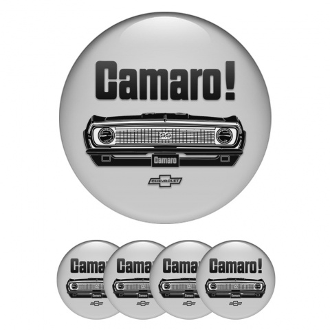 Chevrolet Camaro Center Wheel Caps Stickers Grey Black Front