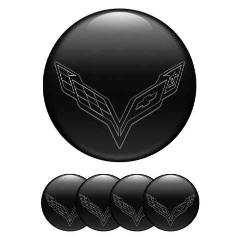 Chevrolet Corvette Silicone Stickers for Center Wheel Caps Black Wings Logo