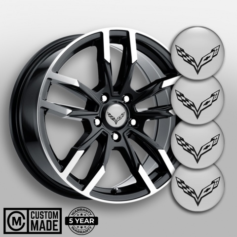 Chevrolet Corvette Emblem for Wheel Center Caps Grey Wings Logo