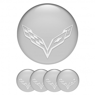 Chevrolet Corvette Emblem for Wheel Center Caps Grey White Wings