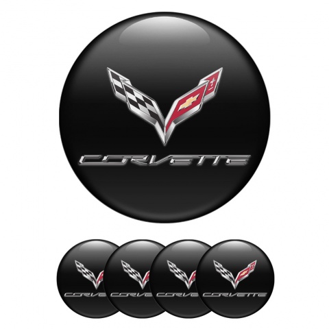 Chevrolet Corvette Emblems for Center Wheel Caps Black Chrome Logo