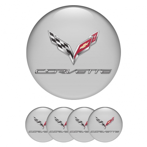 Chevrolet Corvette Stickers for Wheels Center Caps Grey Chrome Logo