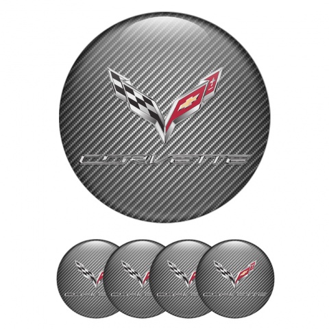 Chevrolet Corvette Emblem for Wheel Center Caps Carbon Chrome Logo
