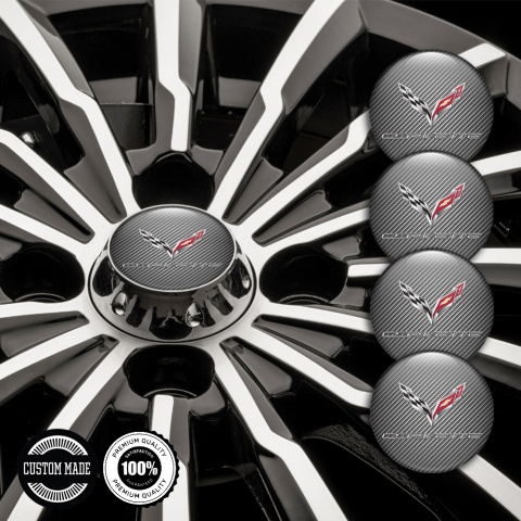 Chevrolet Corvette Emblem for Wheel Center Caps Carbon Chrome Logo