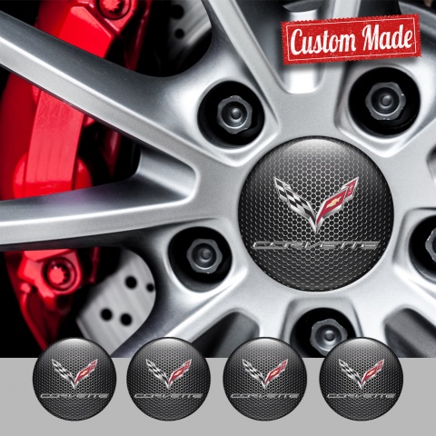 Chevrolet Corvette Emblem for Center Wheel Caps Dark Mesh Chrome Logo
