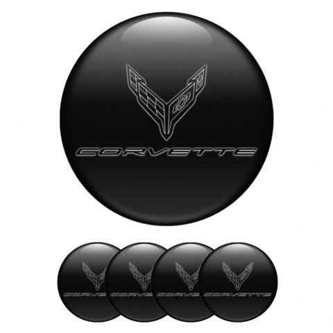 Chevrolet Corvette Emblems for Center Wheel Caps Black Dark Logo