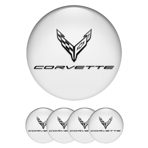 Chevrolet Corvette Emblems for Center Wheel Caps White Black Logo