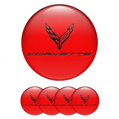 Chevrolet Corvette Wheel Stickers for Center Caps Red Dark Logo