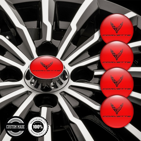 Chevrolet Corvette Wheel Stickers for Center Caps Red Dark Logo