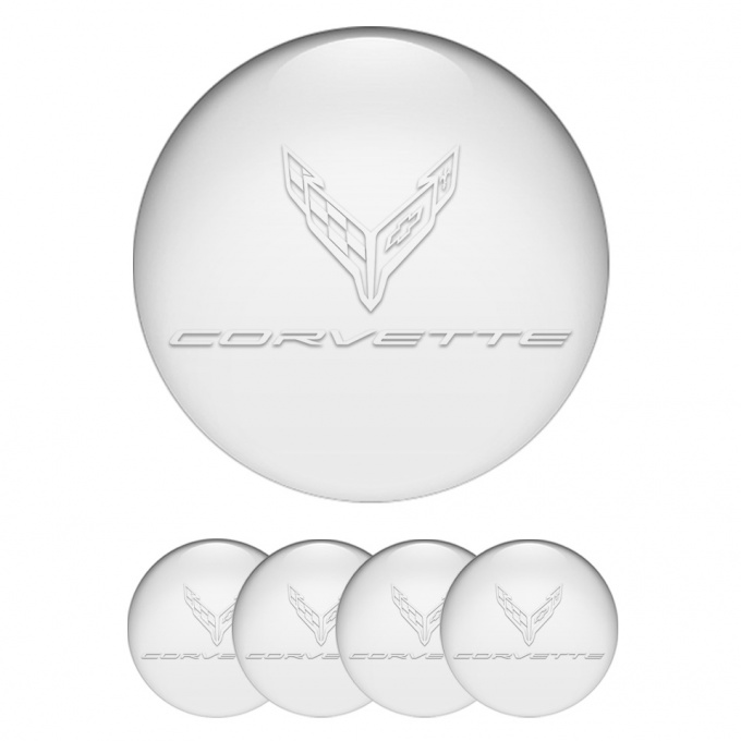 Chevrolet Corvette Emblem for Center Wheel Caps Pearl White Logo