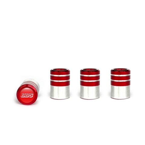 BBS Valve Caps Red 4 pcs Red Silicone Sticker with White Logo