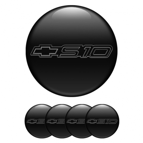Chevrolet S10 Silicone Stickers for Center Wheel Caps Black Dark Logo