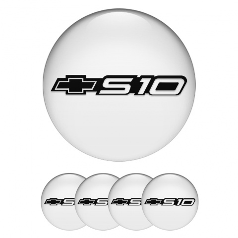 Chevrolet S10 Domed Stickers for Wheel Center Caps White Black Logo