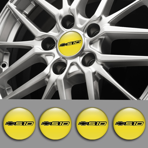 Chevrolet S10 Stickers for Wheels Center Caps Yellow Black Logo