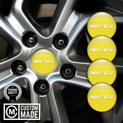 Chevrolet S10 Silicone Stickers for Center Wheel Caps Yellow White Logo