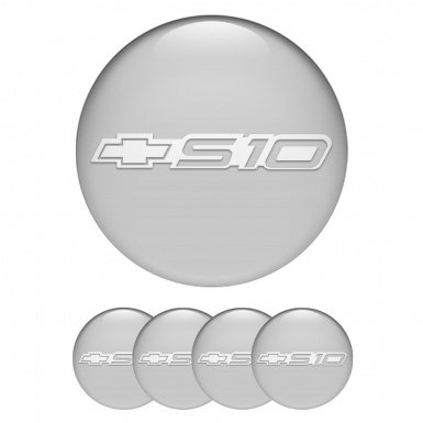 Chevrolet S10 Domed Stickers for Wheel Center Caps Grey White Logo