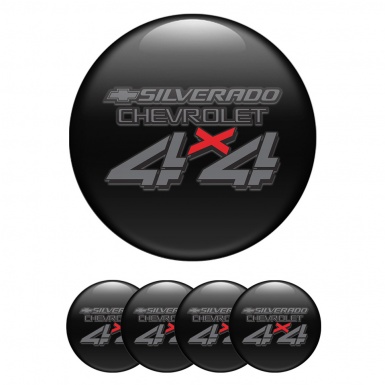 Chevrolet Silverado Center Wheel Caps Stickers Black 4x4 Edition