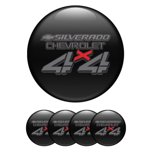 Chevrolet Silverado Center Wheel Caps Stickers Black 4x4 Edition