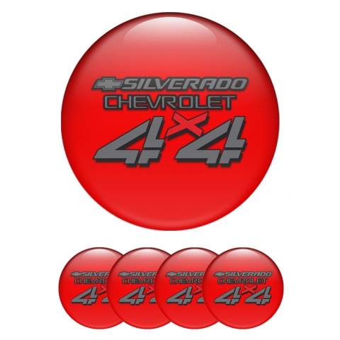 Chevrolet Silverado Wheel Stickers for Center Caps Red 4x4 Edition