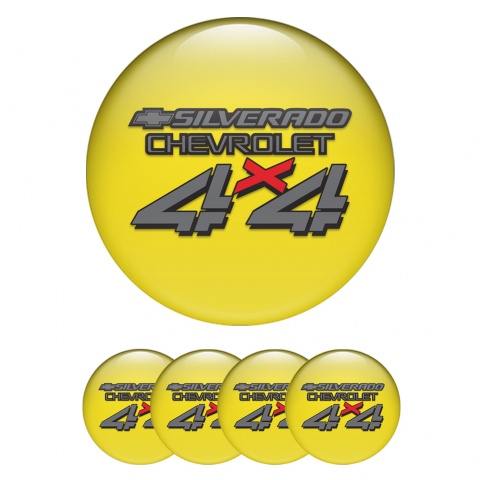 Chevrolet Silverado Silicone Stickers for Center Wheel Caps Yellow 4x4 Edition