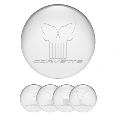 Chevrolet Corvette Wheel Stickers for Center Caps Pearl White Skull