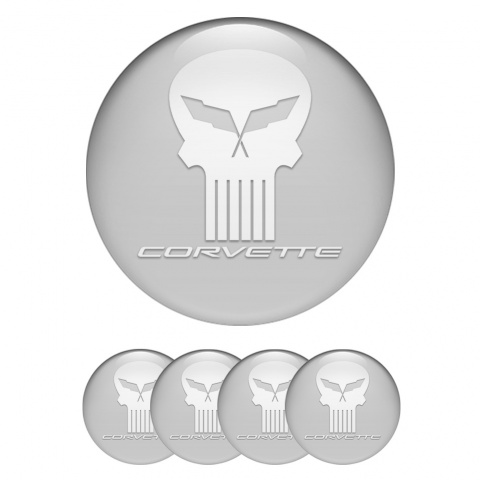 Chevrolet Corvette Wheel Emblem for Center Caps Grey White Skull