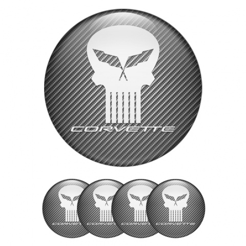 Chevrolet Corvette Stickers for Wheels Center Caps Carbon White Skull