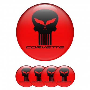 Chevrolet Corvette Emblems for Center Wheel Caps Red Black Skull