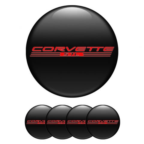 Chevrolet Corvette Domed Stickers for Wheel Center Caps Black Red 5.7l Logo