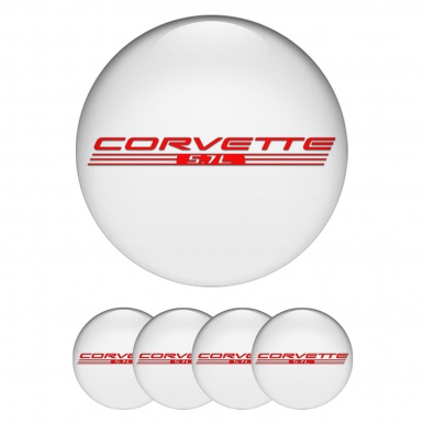 Chevrolet Corvette Wheel Emblem for Center Caps White Red 5.7l Logo