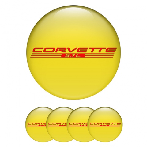 Chevrolet Corvette Emblem for Wheel Center Caps Yellow Red 5.7l Logo