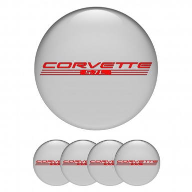 Chevrolet Corvette Emblem for Center Wheel Caps Grey Red 5.7l Logo